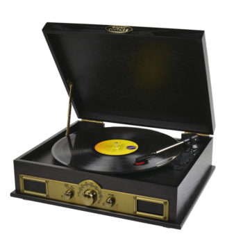 Vintage wood turntable with in built speakers
