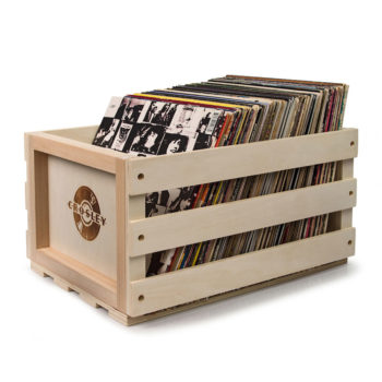 Crosley Vinyle Record Storage Crate side view with records inside